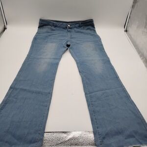 JC Light Wash Wide Leg Denim Jeans Blue Raw Hem Size XL Womens